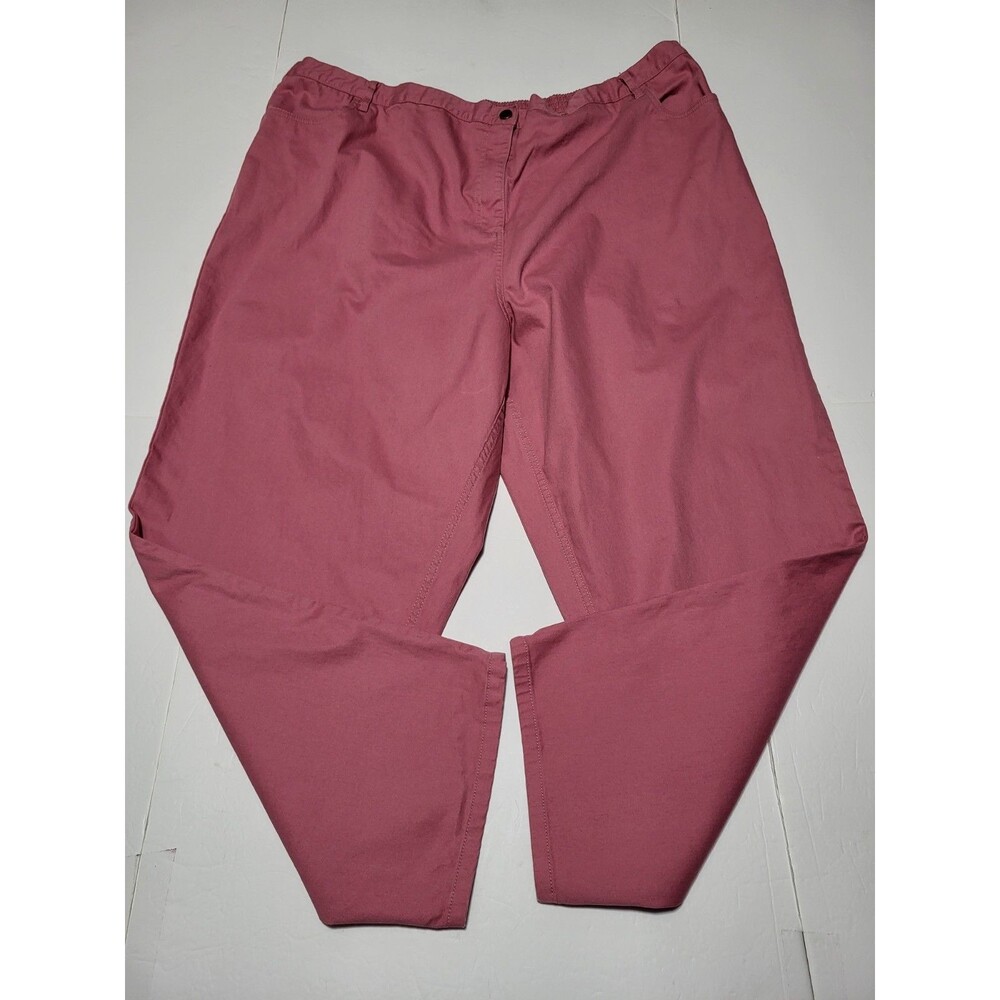 Blair Women's Pink Elastic Waist Cotton Solid Pants Size 30W